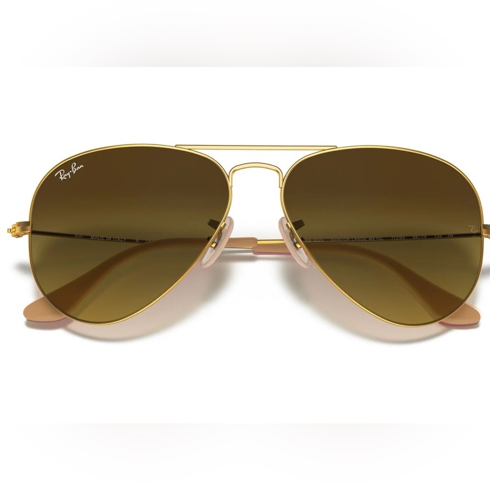 RAY-BAN Unisex AVIATOR LARGE METAL SUNGLASS MATTE GOLD / BROWN GRADIENT RB3025